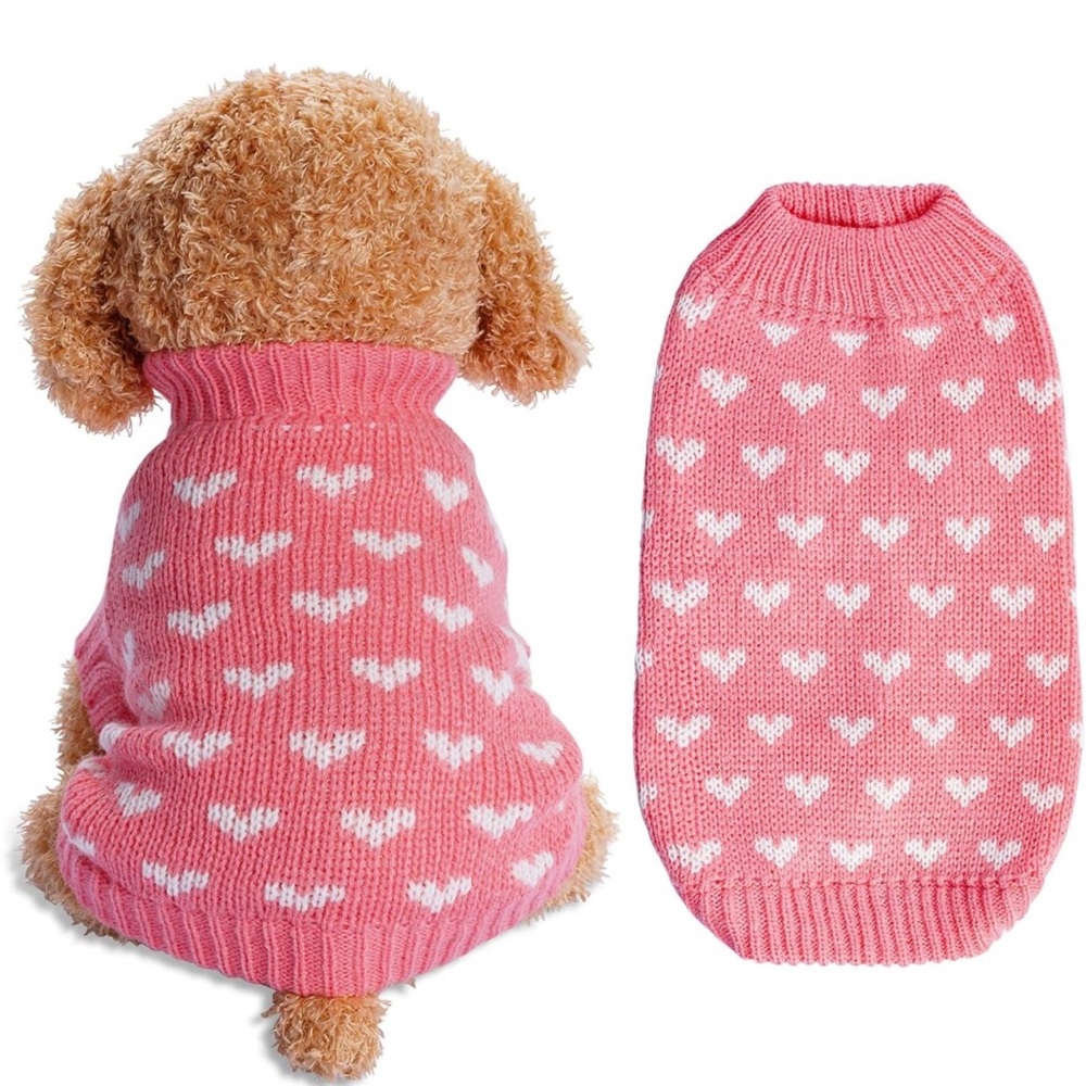 Dog Knitted Sweater for Small Cats and Dogs (Pink, Small)